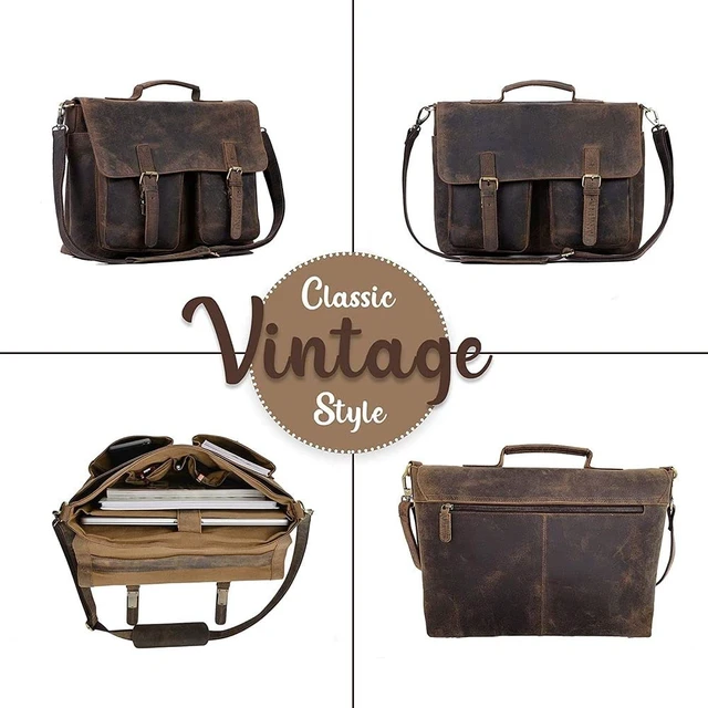 Alt view image 4 of 7 - 16 Inch Leather Briefcase for Men & Women, Laptop Office Satchel