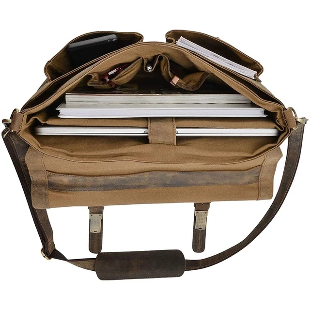 Alt view image 5 of 7 - 16 Inch Leather Briefcase for Men & Women, Laptop Office Satchel