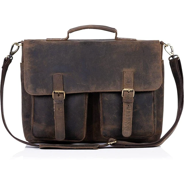 Alt view image 6 of 7 - 16 Inch Leather Briefcase for Men & Women, Laptop Office Satchel