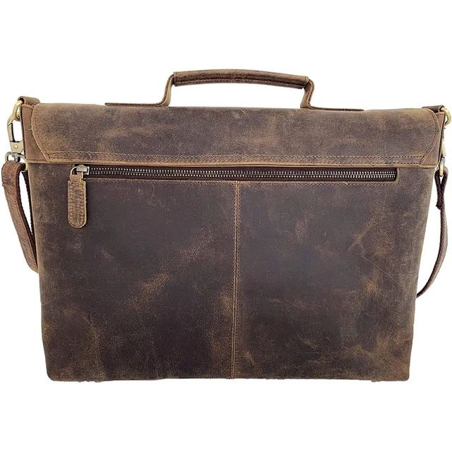 Alt view image 7 of 7 - 16 Inch Leather Briefcase for Men & Women, Laptop Office Satchel