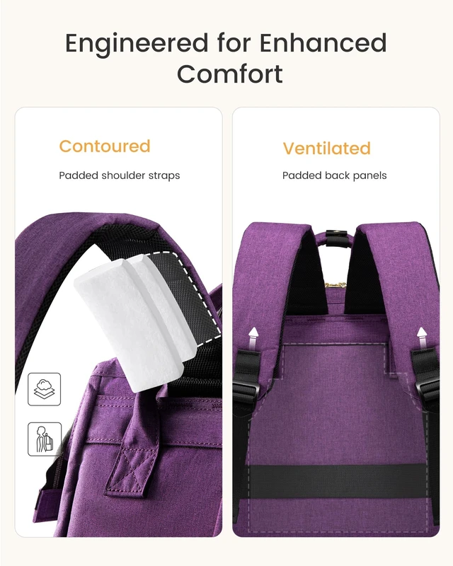 Alt view image 5 of 7 - Laptop Backpack for Women Men with Large Cup Holder,18 inch Waterproof Computer Laptop Bag TSA Approved Travel Backpack,Professional Work College Nurse Teacher Backpack Gift Purse,Rose pink