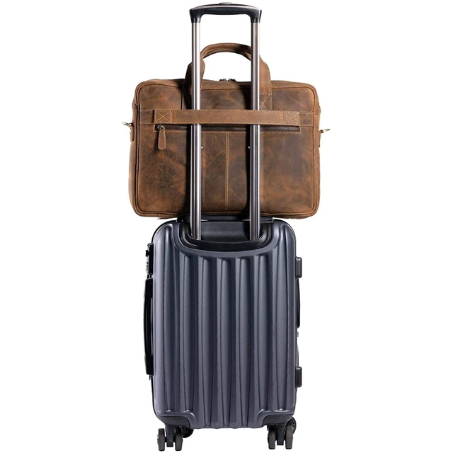 Alt view image 2 of 7 - Leather briefcase 18 Inch Laptop Messenger Bags for Men and Women Best Office briefcase Satchel Bag