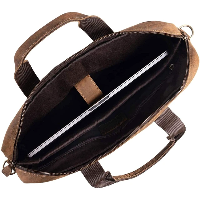 Alt view image 3 of 7 - Leather briefcase 18 Inch Laptop Messenger Bags for Men and Women Best Office briefcase Satchel Bag