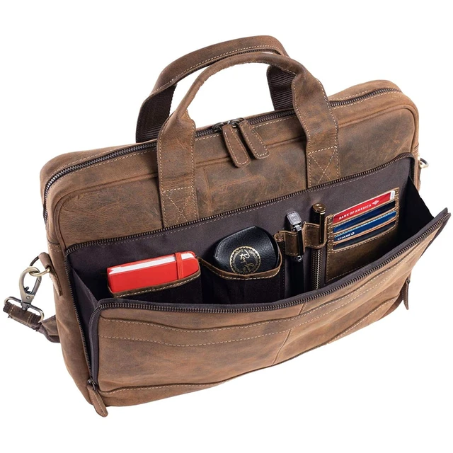Alt view image 4 of 7 - Leather briefcase 18 Inch Laptop Messenger Bags for Men and Women Best Office briefcase Satchel Bag