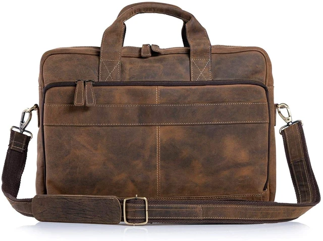 Alt view image 6 of 7 - Leather briefcase 18 Inch Laptop Messenger Bags for Men and Women Best Office briefcase Satchel Bag