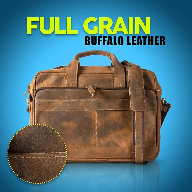 Alt view image 7 of 7 - Leather briefcase 18 Inch Laptop Messenger Bags for Men and Women Best Office briefcase Satchel Bag