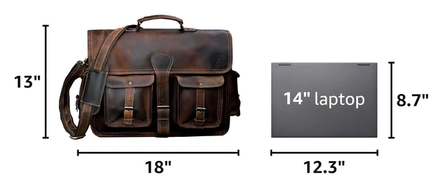 Alt view image 3 of 6 - Leather Briefcase Work Bag for Men Women Dark Brown Crossbody Genuine Leather Satchel Office Bag for Men Women 18 Inch Computer Travel Messenger Laptop Shoulder Bag Cureo