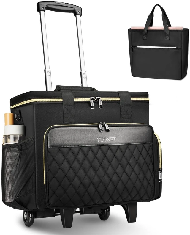 Main image of Rolling Teacher Bag, 15.6 In Rolling Laptop Bag with Teacher Tote | Detachable Dolly, Large Rolling Briefcase for Women, Rolling Cart for Teacher, Work, Travel, Office, Craft, Roller Bag