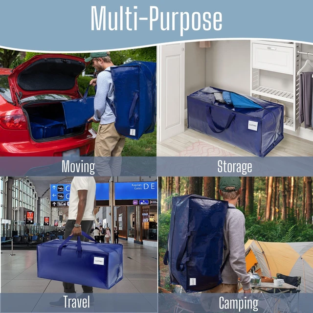 Alt view image 7 of 7 - 10 Pack Heavy Duty Moving Bags with Backpack Straps, Zippers & Handles, Extra Large Packing Bags for College Dorm Essentials, Moving Supplies Alternative to Cardboard Moving Boxes