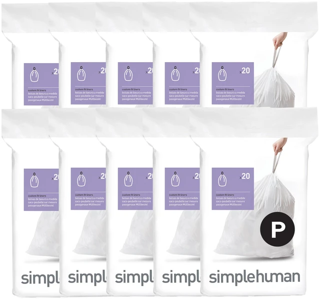 Main image of Code P 200 Count Custom Fit Liners, Drawstring Kitchen Trash Bags, One-by-One Mess-Free Dispense, Extra Thick & Double Seamed, 50% PCR Plastic, 50-60 Liter / 13-16 Gallon, White