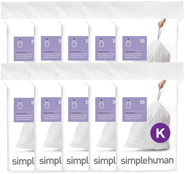 Main image of Code K 200 Count Custom Fit Liners, Drawstring Kitchen Trash Bags, One-by-One Mess-Free Dispense, Extra Thick & Double Seamed, 50% PCR Plastic, 30-45 Liter / 8-12 Gallon, White