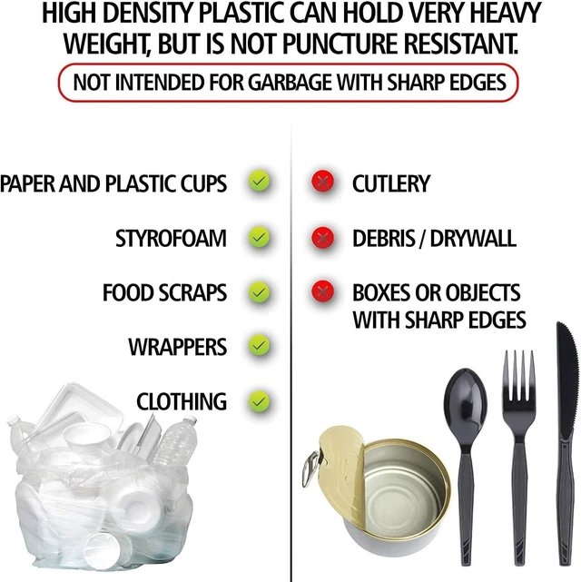 Alt view image 3 of 7 - 12 - 16 Gallon Clear Trash Bags (1000 Count) - 24" x 33" - 8 Micron Equivalent High Density Value Garbage Bags for Bathroom, Office, Industrial, Commercial, Janitorial, Recycling