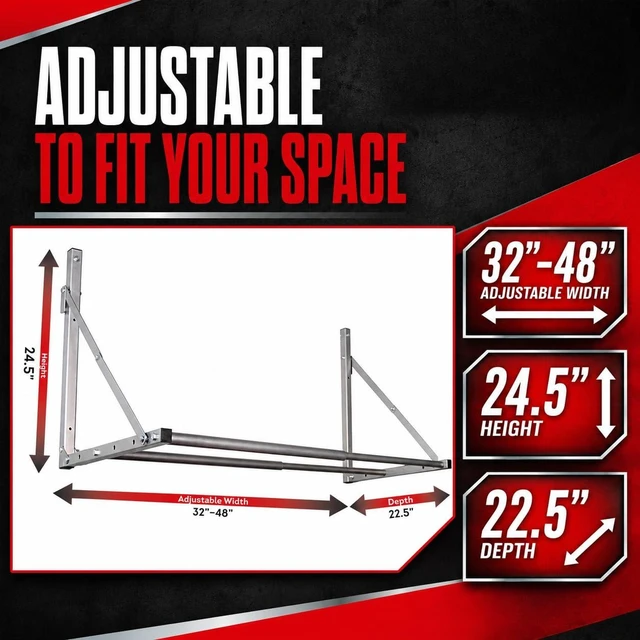 Alt view image 5 of 7 - Wall-Mounted Folding Tire Storage Loft Rack | 32 to 48 In., Supports 300 Pounds, Folds Flat, Adjustable, Part 01031