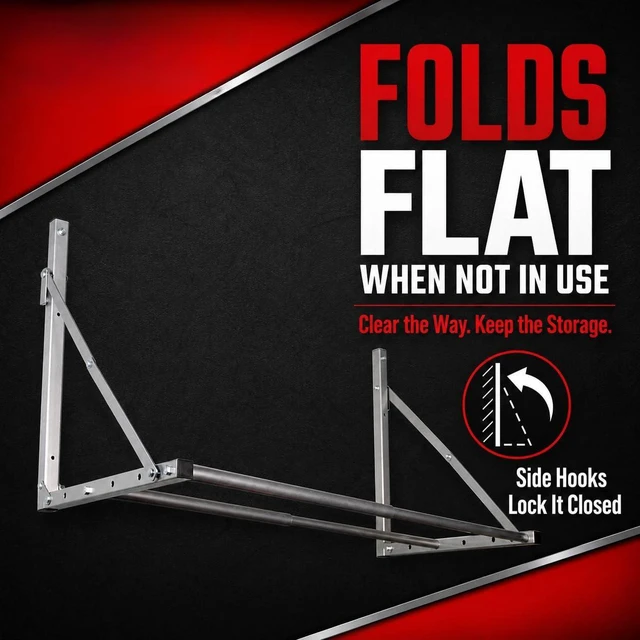 Alt view image 6 of 7 - Wall-Mounted Folding Tire Storage Loft Rack | 32 to 48 In., Supports 300 Pounds, Folds Flat, Adjustable, Part 01031