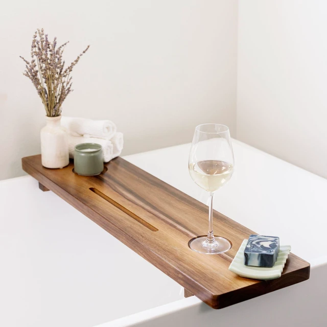 Main image of Premium Bathtub Tray for Freestanding Bath | Large & Thick 35 Acacia Wood Luxury Bath Tray for Tub | Anti-Tip, Non-Toxic, Adjustable Bathtub Trays for Tub with Bathroom Accessories Holder