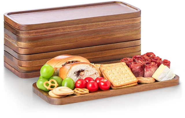 Main image of Small Wooden Trays and Platters, Mini Charcuterie Boards, 10 Pack | 14"X 5.5" Acacia Wood Serving Tray for Charcuterie, Cheese Boards, Appetizers, or as Bathroom Vanity Tray, Home Decor