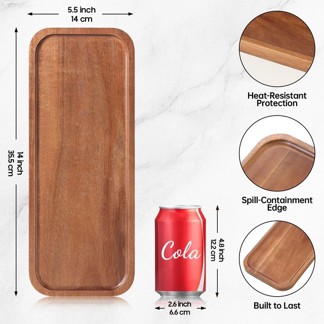 Alt view image 3 of 7 - Small Wooden Trays and Platters, Mini Charcuterie Boards, 10 Pack | 14"X 5.5" Acacia Wood Serving Tray for Charcuterie, Cheese Boards, Appetizers, or as Bathroom Vanity Tray, Home Decor