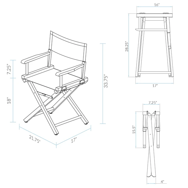 Alt view image 4 of 7 - Director's Chair ,Black Frame/Black Canvas,18" - Classic Height