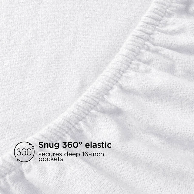 Alt view image 6 of 6 - Flannel Sheet Set, 100% Organic Cotton, Six-Fold Brushed, Super Soft, Warm, Cozy, Deep Pocket Bedding with NanoTech Infuse for Added Durability and Lasting Comfort (King, White)