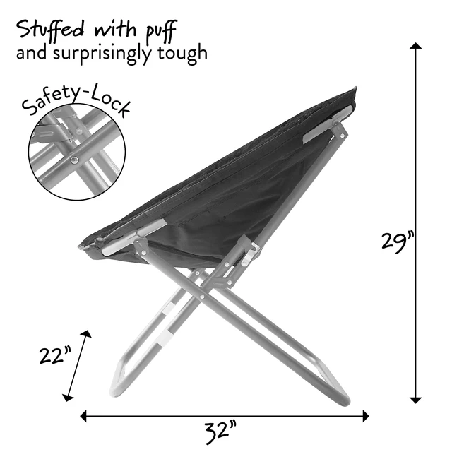 Alt view image 2 of 6 - Microsuede Foldable Saucer Chair, Black 27D x 32W x 29.5H in