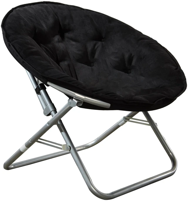 Main image of Microsuede Foldable Saucer Chair, Black 27D x 32W x 29.5H in