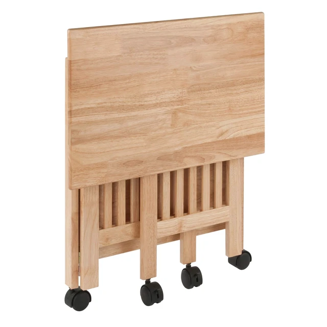 Alt view image 7 of 7 - Mission 2-Shelf Wood Mobile Printer Stand, Brown (81628) | Modern Fold Away Work Table for Home Office, Bedroom, PC Gaming Desk, Compact & Convenient Furniture for Small Spaces