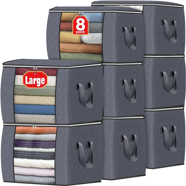 Main image of 90L Clothes Storage, Foldable Thick Fabric Blanket Storage Bags | Foldable Containers with Zippers,Window and Handles for Organizing Bedroom, Closet, Comforter, Bedding,Dorm essentials
