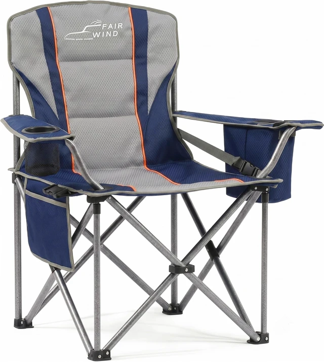 Main image of Padded Oversized Heavy Duty Camping Chair for Adult 500LBS | Extra-Wide Seat, Adjustable Lumbar Support, No-Droop Locking Arm, Cooler Bag,Cup Holder,Side Pocket Wide Bag for Outdoor Lawn