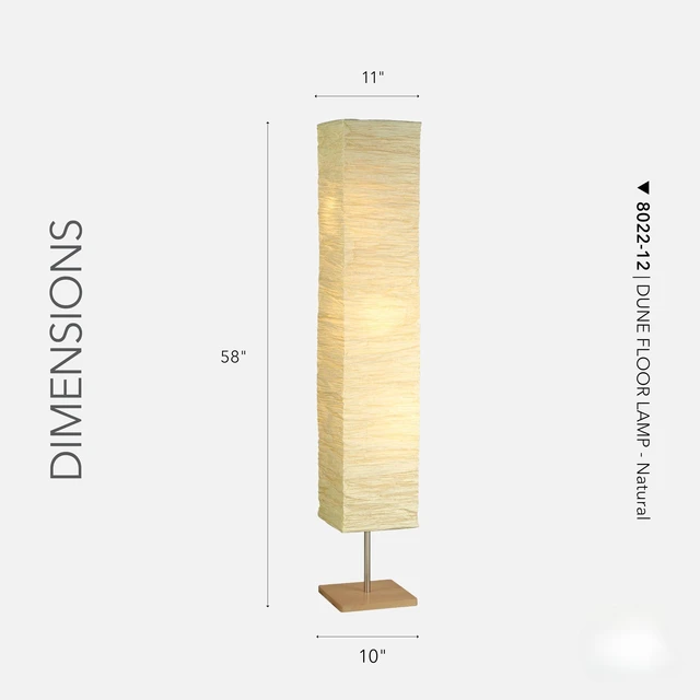 Alt view image 6 of 6 - 3-Light Floor Lamp, Natural Wood & Beige, Adjustable, 58 | Dune 60W Floor Lamp with Foot Switch for Bedroom, Living Room, Reading Nook, or Corner Accent Lighting