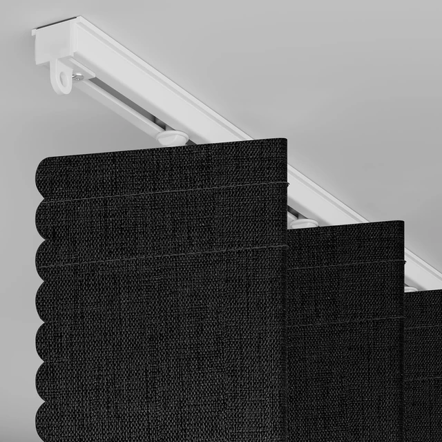 Alt view image 2 of 7 - 100% Blackout Accordion Door Front Door Curtain Invisible Folding Doors Interior for Bedroom Living Room Doorway Curtain Sets with Tracks (1 Pack, 53W x 79 L, Black)