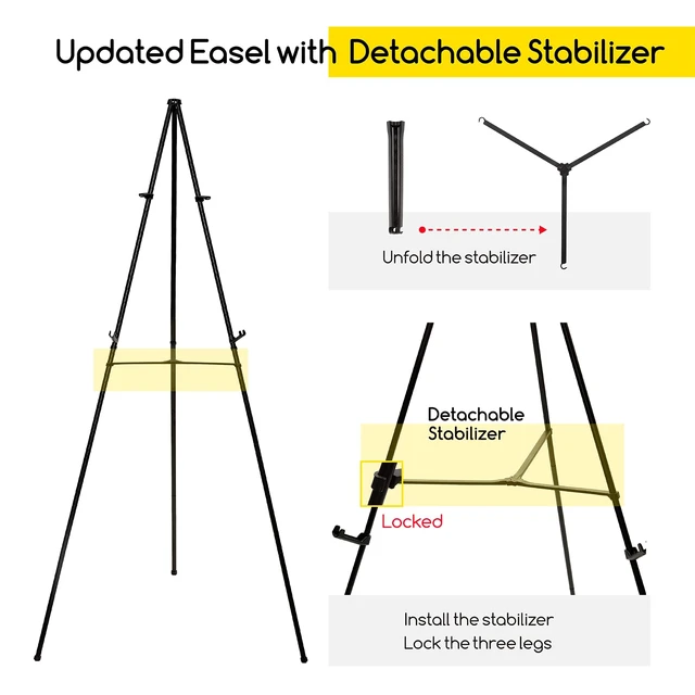 Alt view image 2 of 7 - 6Pcs Easel Stand for Sign: 63" Art Metal Easel for Display with Bag | Portable Foldable Instant Tripod Easel Sign Stand for Wedding, Painting Canvas, Presentations, Posters