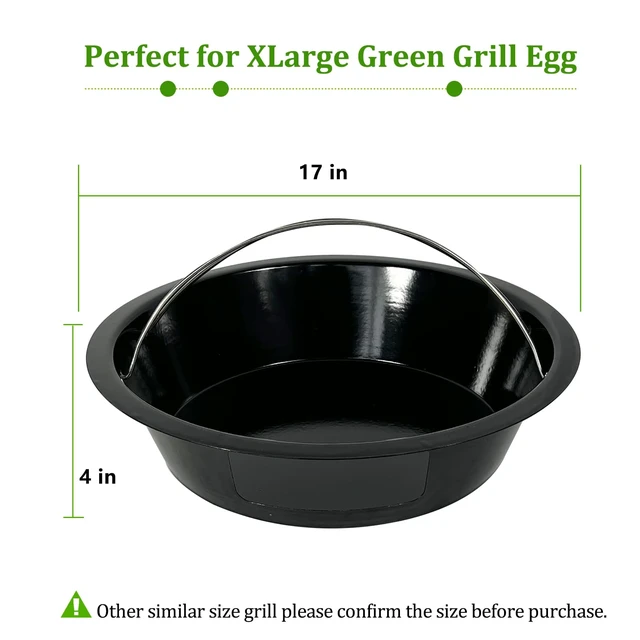 Alt view image 2 of 7 - Ash Can with Handle Compatible with XL Big Green Egg,Charcoal Ash Collector Must Haves Green Eggs Accessories Carbon Steel Ash Pot with Enamel Coating Steel Folding Handle Kamado Ash Basket
