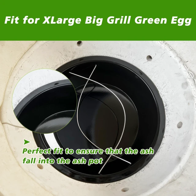 Alt view image 3 of 7 - Ash Can with Handle Compatible with XL Big Green Egg,Charcoal Ash Collector Must Haves Green Eggs Accessories Carbon Steel Ash Pot with Enamel Coating Steel Folding Handle Kamado Ash Basket