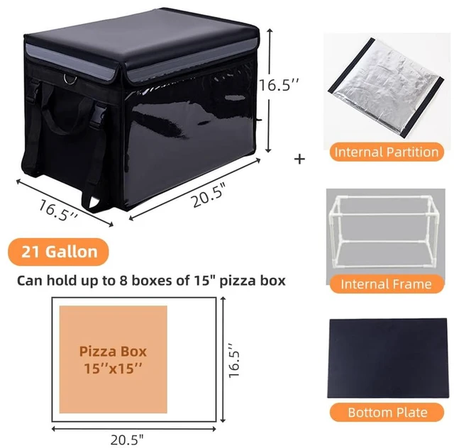 Alt view image 4 of 7 - Insulated Bags For Food Delivery XXXL- 20.5" x 16.5" x 16.5", Commercial Insulated Food Delivery Bag w/Divider, Waterproof & Foldable Catering Bag Food Deliveries, 15 inch Pizza Delivery Bag