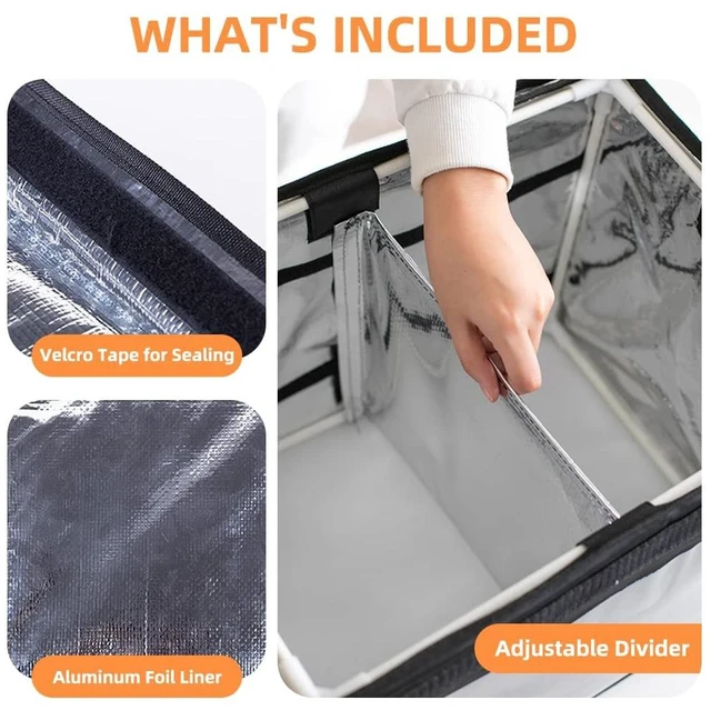 Alt view image 7 of 7 - Insulated Bags For Food Delivery XXXL- 20.5" x 16.5" x 16.5", Commercial Insulated Food Delivery Bag w/Divider, Waterproof & Foldable Catering Bag Food Deliveries, 15 inch Pizza Delivery Bag