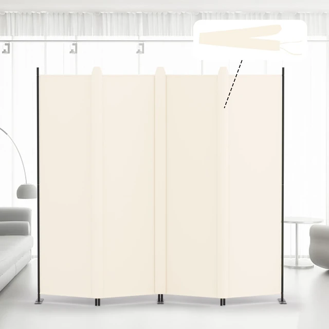 Main image of 4 Panel Room Divider, 6FT Tall Folding Privacy Screen Wall Dividers, Portable Privacy Screen Freestanding Room Divider for Room Separation, Included - Cover Strips, Beige, 88''W x 71''H