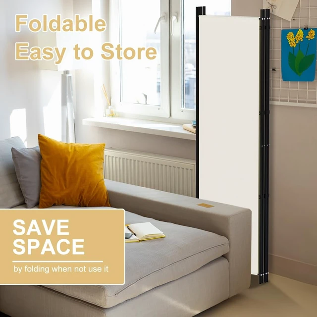 Alt view image 3 of 7 - 4 Panel Room Divider, 6FT Tall Folding Privacy Screen Wall Dividers, Portable Privacy Screen Freestanding Room Divider for Room Separation, Included - Cover Strips, Beige, 88''W x 71''H