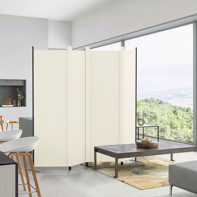 Alt view image 7 of 7 - 4 Panel Room Divider, 6FT Tall Folding Privacy Screen Wall Dividers, Portable Privacy Screen Freestanding Room Divider for Room Separation, Included - Cover Strips, Beige, 88''W x 71''H