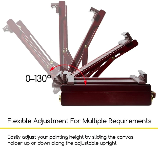 Alt view image 4 of 7 - Portable Tabletop Easel for Painting: Artist Sketchbox | Beech Wood - Built-in Art Supply Storage Drawer - Fits 34" Canvas Panels - Adjustable Foldable Plein Air Desktop for Painters