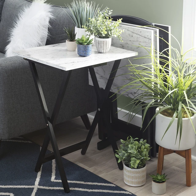 Alt view image 2 of 7 - Tray Table Set, 15.75"D x 18.9"W x 26.38"H, White