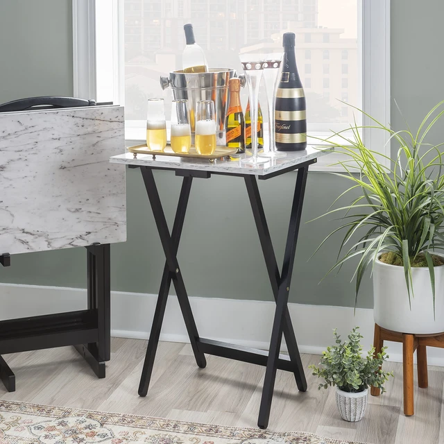 Alt view image 3 of 7 - Tray Table Set, 15.75"D x 18.9"W x 26.38"H, White