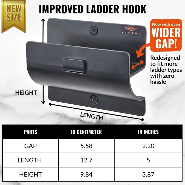 Alt view image 2 of 6 - Ladder Hanger Set of 4 for Garage Wall - Black Heavy Duty Utility Hook | Wall Mount Step Ladder Storage, Versatile Tool Holder To Maximize Space In Shed, Workshop, Hang Wheelbarrow, Folding Chair