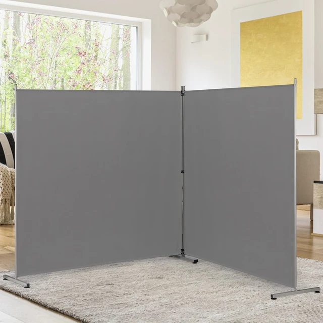 Main image of Indoor Room Divider, Portable Office Divider, Room Divider Wall Screen 2 Large Panel, Folding Partition Privacy Screen Walls Dividers for Room Separator 142" W x 71" H,Gray