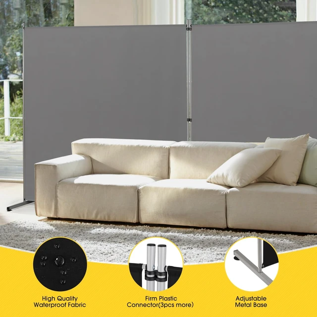 Alt view image 4 of 7 - Indoor Room Divider, Portable Office Divider, Room Divider Wall Screen 2 Large Panel, Folding Partition Privacy Screen Walls Dividers for Room Separator 142" W x 71" H,Gray