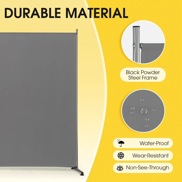 Alt view image 6 of 7 - Indoor Room Divider, Portable Office Divider, Room Divider Wall Screen 2 Large Panel, Folding Partition Privacy Screen Walls Dividers for Room Separator 142" W x 71" H,Gray