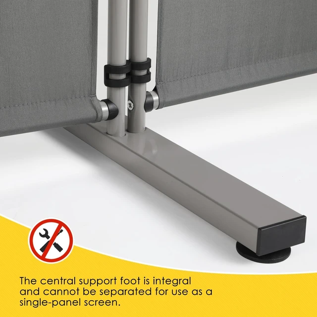 Alt view image 7 of 7 - Indoor Room Divider, Portable Office Divider, Room Divider Wall Screen 2 Large Panel, Folding Partition Privacy Screen Walls Dividers for Room Separator 142" W x 71" H,Gray