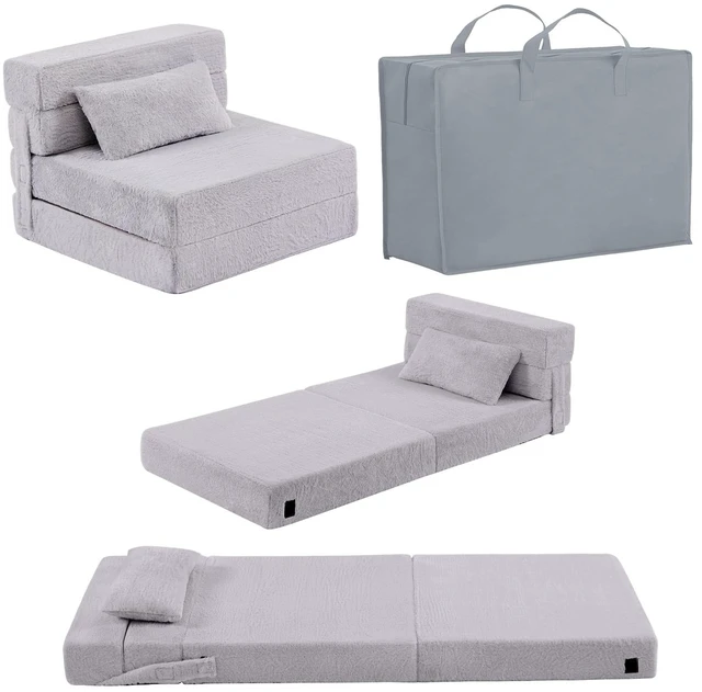 Main image of Foldable Sofa for Kids with Pillow, Washable Folding Floor Mat for Child | Futon Couch for Boys & Girls with Storage Bag, Fold Up Sofa Chair for Playroom, Reading & Playing, Removable & Washable Cover