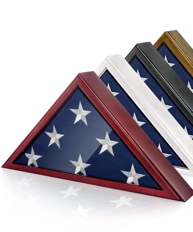 Alt view image 6 of 6 - Glass Front Flag Display Case for Burial Flag - Wall Mounted 9.5 X 5 Feet Flag Box for American Veteran Flag and Folded Flag Display - Ideal for Honoring Military Service (Mahogany)