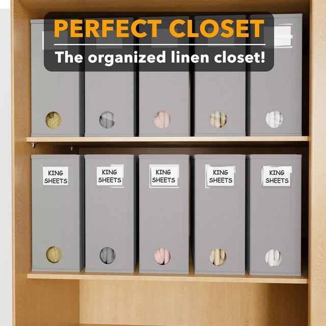 Alt view image 5 of 7 - 10 Pack Bed Sheet Organizers and Storage, Foldable Sheet Organizer for Linen Closet, Sheets Set Folder Keeper with Window XL (Queen & King Size) Organizing Bedding Container, Gray