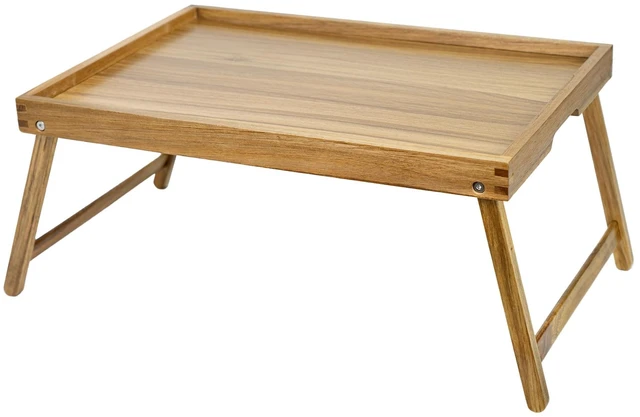 Main image of Acacia Bed Tray Table with Folding Legs, Extra Large | Breakfast Tray with Handle for Eating, Laptop, Serving and Reading, Small Wooden Table for Picnic